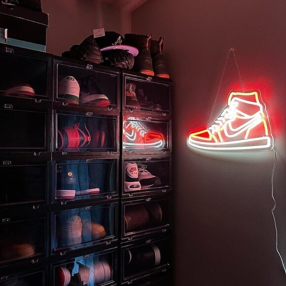 Nike Jordan Air 1 Mid Red White Sneaker Neon Sign Sports Shoe Wall LED Lights main image 8